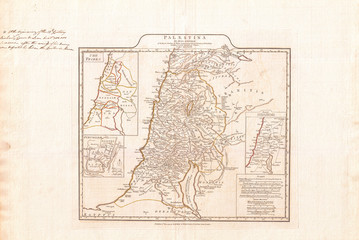 Fototapete - Map of Israel, Palestine or the Holy Land in Ancient Times, 1794 Anville 