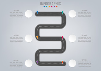 Wall Mural - Business infographic template with road shape options