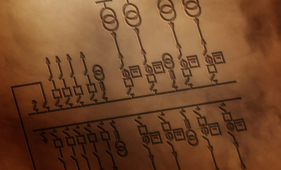 Wall Mural - Electric wiring diagram for power transformers