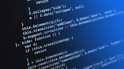 Wall Mural - programming html application code running down a computer screen