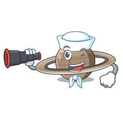 Canvas Print - Sailor with binocular planet saturn in the cartoon form