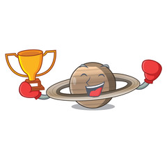 Sticker - Boxing winner planet saturn above the sky cartoon