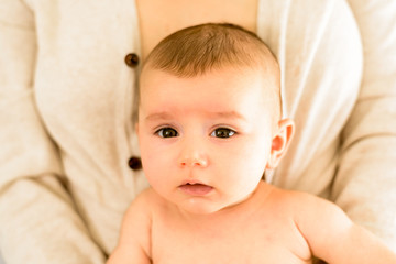 Wall Mural - Pretty carefree baby happy with her mommy