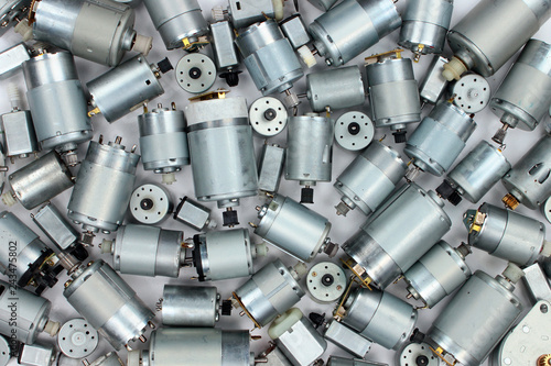 Pile of old electrical dc motors Fototapeta