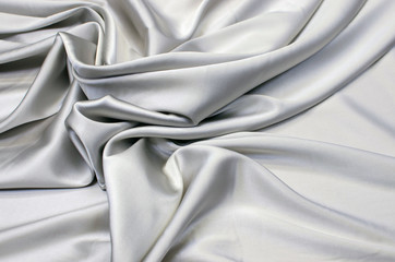 Silk satin fabric in light gray