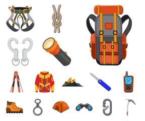 Wall Mural - Isolated object of mountaineering and peak sign. Collection of mountaineering and camp vector icon for stock.