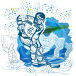 Hockey background. Watercolor. Winter sports. Poster Hockey.