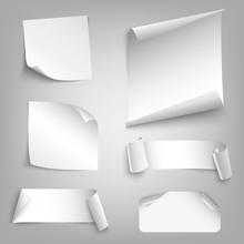 Collection White Curved Papers Design Elements