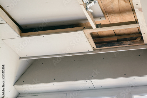 Leaves Of The Drywall Fixed To The Wooden Frame With Screws