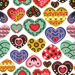 seamless pattern with colorful hearts  - vector illustration, eps