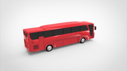 Wall Mural - red bus 3d white background