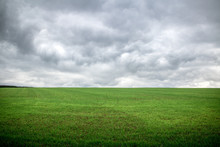 Grey Storm Clouds Above Green Grass Field