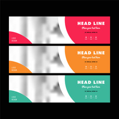 Vector Web Banners Templates. Horizontal web banner set. Flat design concept. Headers vector illustration - Vector