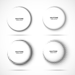 Wall Mural - halftone circle frame abstract dots logo emblems. set for medical, treatment, cosmetic. collection o
