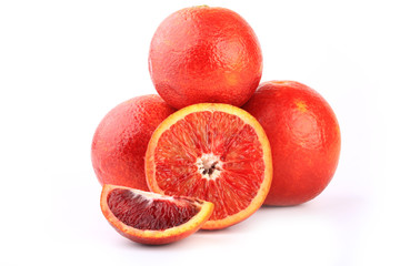 Sicilian red orange isolated on white background