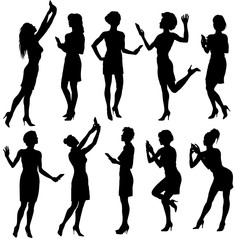 Wall Mural - Vector set of woman silhouettes.