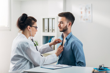 Wall Mural - Patient getting a Chest Check Up at the Hospital