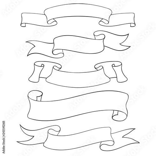 Blank Ribbon Banners Outline Doodles Buy This Stock Vector And