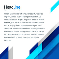 Wall Mural - Abstract design cover banner template, magazine, flyers, flyer, with logo and place under the text. Geometric shapes, squares, triangles, lines. Vector illustration in a modern flat style.