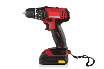 Poster - cordless drill, screwdriver on white background