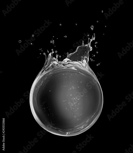 Naklejka krople  abstrakcyjny-zbiornik-wody-w-formie-kuli-na-czarnym-tle