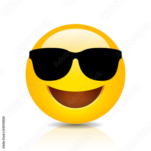 Cuadros en Lienzo Cool smiling emoji with sunglasses