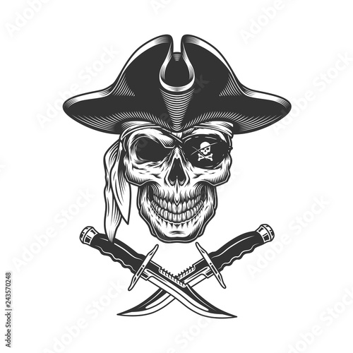 Monochrome pirate skull