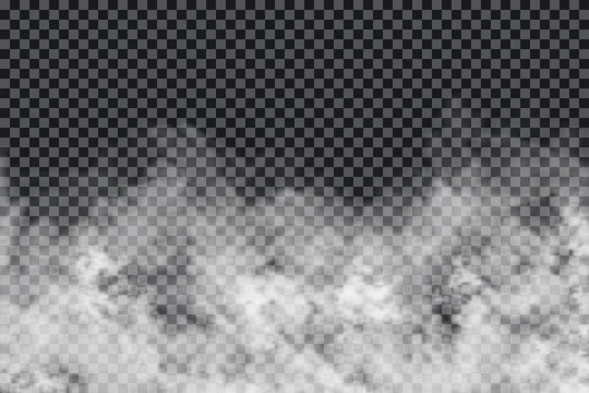 smoke clouds on transparent background. realistic fog or mist texture isolated on background. transp