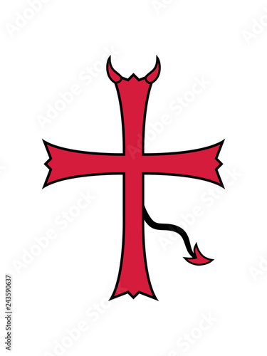 Bose Holle Teufel Damon Horner Satan Kirche Symbol Kreuz Jesus Christus Christ Katholisch Evangelisch Glauben Religion Gott Beten Heilig Engel Sohn Gottes Symbol Bibel Logo Design Stock Illustration Adobe Stock