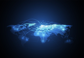 Global network connection. World map point and line composition concept of global business. Vector Illustration