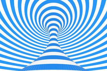 Swirl optical 3D illusion raster illustration. Contrast spiral stripes. Geometric winter torus image with lines, loops.