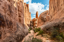 Sandstone Formations In Fiery Furnace, Arches National Park, Utah
