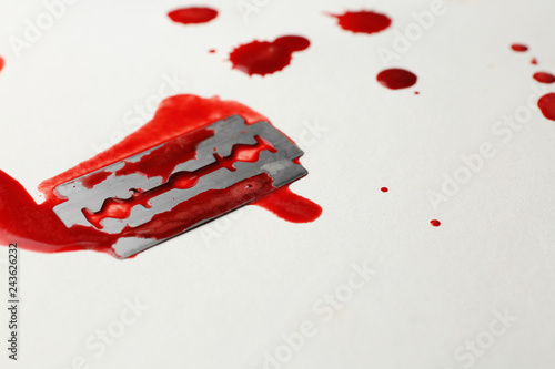 Razor Blade In Blood On White Background Suicide Awareness Concept Buy This Stock Photo And Explore Similar Images At Adobe Stock Adobe Stock