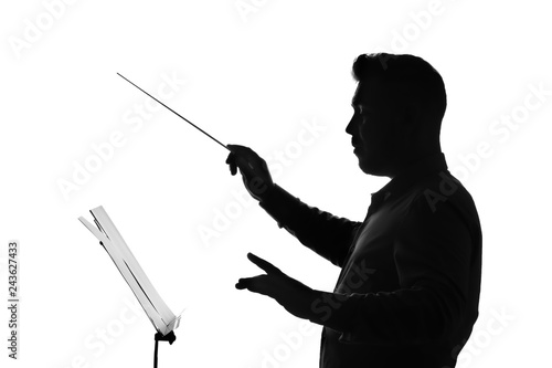 Dekoracja na wymiar  sylwetka-meskiego-dyrygenta-orkiestrowego-na-bialym-tle