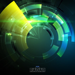 Wall Mural - Abstract futuristic HUD radar display. Sci-fi design elements. Vector navigation interface background.