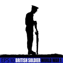 Wall Mural - Wolrd War one British - UK Soldier silhouette.