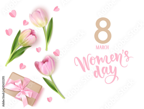 Happy Womens Day 8 March Design Template Calligraphic Lettering