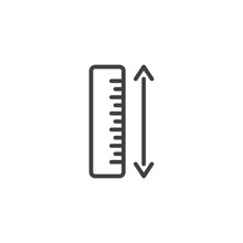 Measure Ruler Line Icon. Linear Style Sign For Mobile Concept And Web Design. Ruler And Arrow Outline Vector Icon. Symbol, Logo Illustration. Pixel Perfect Vector Graphics