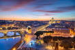 Rome, Vatican City. Aerial cityscape image of Vatican City with the Saint Peter Basilica, Rome, Italy during beautiful sunset.