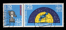 Stamp Printed In GDR From The The 125th Anniversary Of Carl Zeiss Jena Issue Shows Geomat And Planetarium, Circa 1971.
