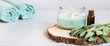 © marrakeshh - Spa still life setting with candle and essential oil, aromatherapy set