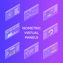 Wall Mural - isometric virtual panels. data visualization concept. 3d vector isometric illustration. can be used 