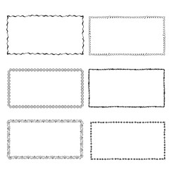 set of hand-drawn doodle frames. Sketch borders