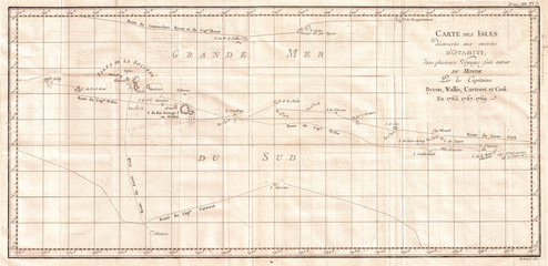 Wall Mural - 1769, Cook Map of Tahiti, the Society Islands, and the Vicinity