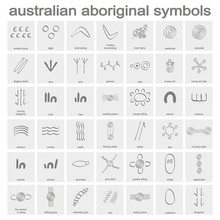 Monochrome Icon Set With Australian Aboriginal Symbols
