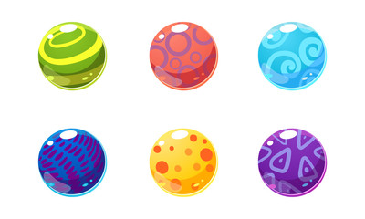 Sticker - Collection of glossy balls, colorful shiny spheres, user interface assets for mobile apps or video games vector Illustration