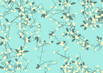  Vector tangled branches with berries. Elements of design in japan style.