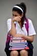 © dtiberio - Crying Student Teenager School Girl Wearing Uniform With Notebooks