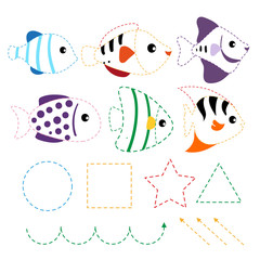 Wall Mural - fish worksheet vector design