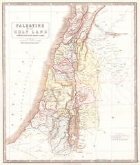 Fototapete - 1852, Philip Map of Palestine, Israel, Holy Land